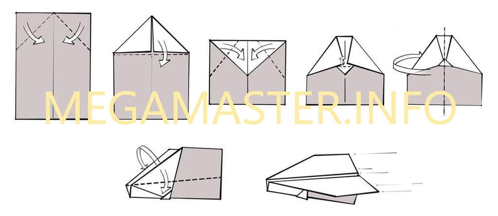 Схема самолёта из бумаги оригами