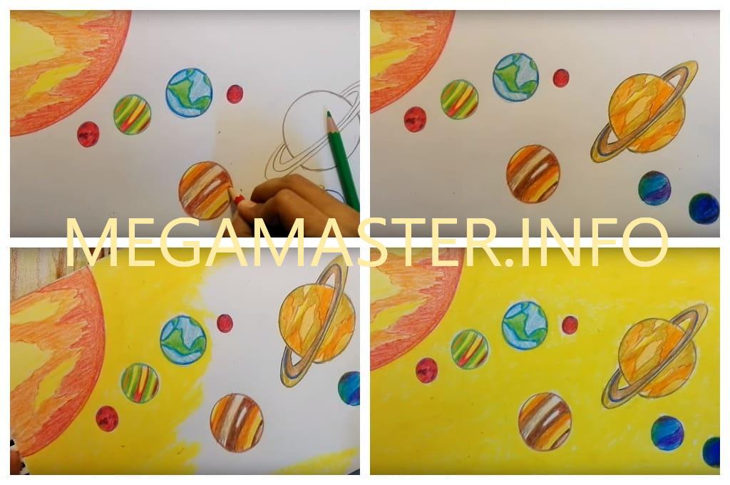Как нарисовать космос цветными карандашами