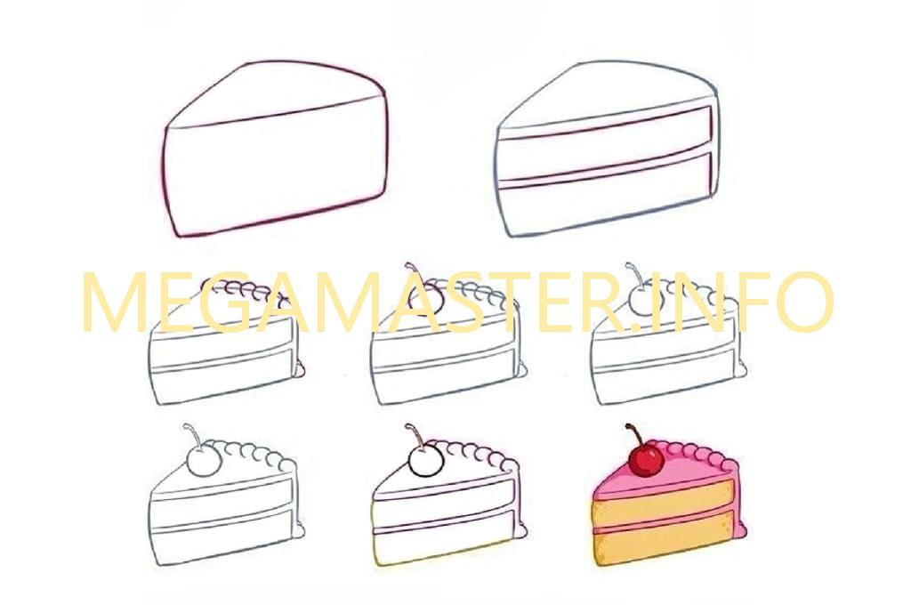 Простая схема рисунка торта