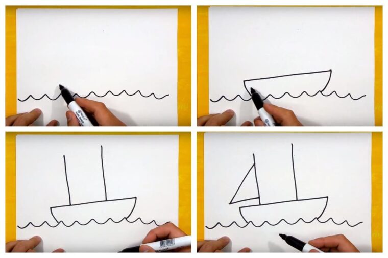 Как нарисовать яхту карандашом поэтапно для детей