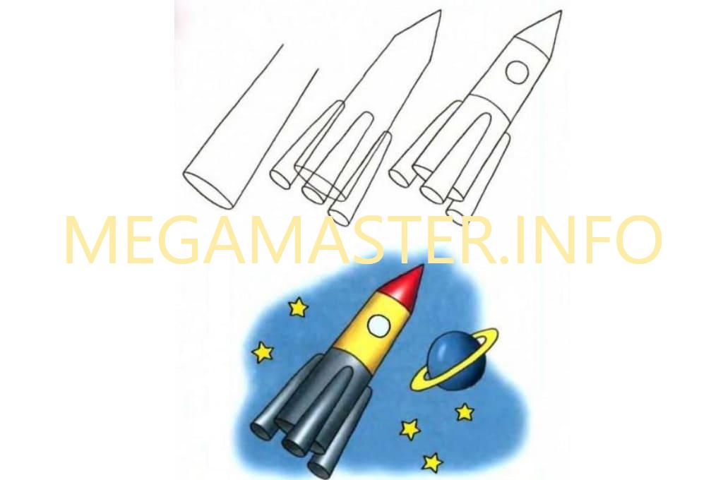 Ракета поэтапно для детей. Поэтапное рисование ракеты в старшей группе. Ракета рисунок. Схема ракеты рисунок. Ракета для рисования для детей.