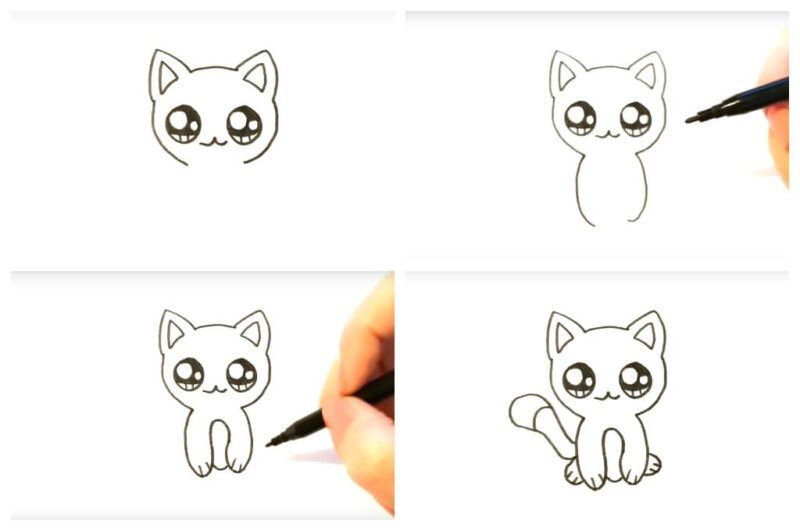 Нарисовать кошку для детей легко