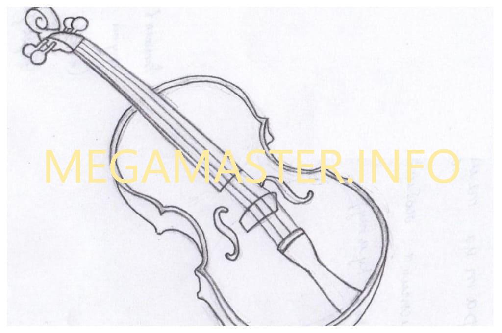 Как нарисовать скрипку карандашом (Шаг 2)