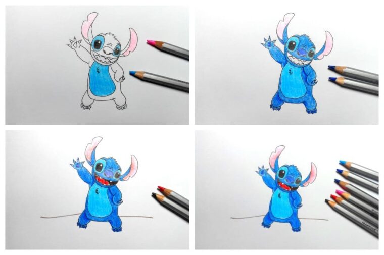 Как нарисовать стича карандашом поэтапно