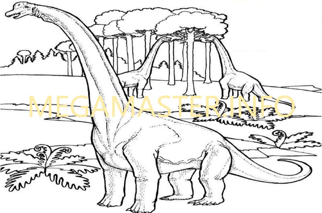 Диплодок Динозавр | Раскраска для детей 3, 4, 5, 6, 7, 8 лет: 8 разукрашек