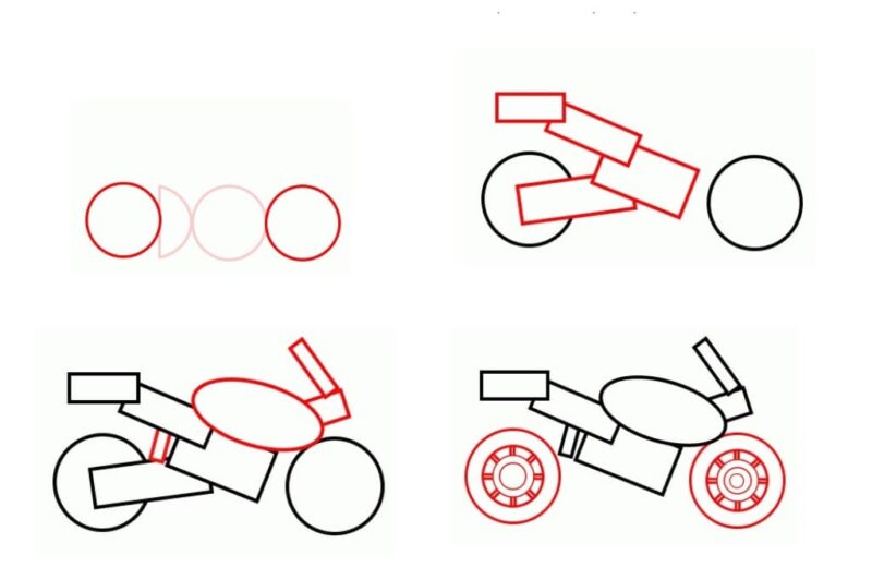 Как рисовать мотоцикл поэтапно